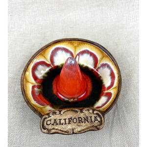 Treasure Craft Pottery Orange Lava Glaze Ashtray Trinket Sombrero California